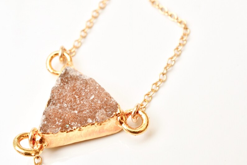 Body Chain Necklace Druzy Necklace Triangle Druzy Necklace Etsy