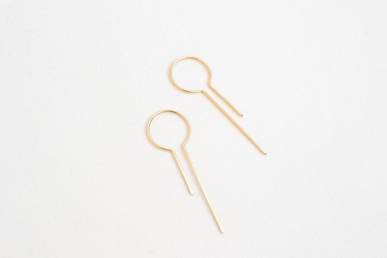 Geometric Hoops, Gold Minimalist Hoops, Unique Gold Hoops, Gold Wire Earrings, Dainty Modern Gold Earrings, Simplistic Gold Earrings image 5