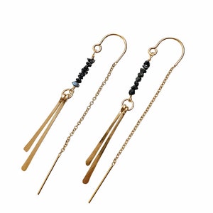 Raw Black Diamond Threader Earrings