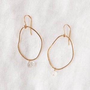 Dangle Loop Earrings, Herkimer Diamond Earrings, Gold Loop Earrings, Large Loop Earrings, Statement Dangle Earrings image 1