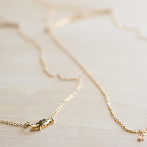 Raw Diamond shops Necklace, 14k Gold Filled, Lariat Layering Necklace, Minimal Necklace, Gift for Her Gold Filled Lariat Necklace