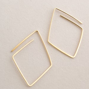 Small Gold Hoop Earrings Geometric Gold Earrings Simple Gold Earrings Diamond Earrings image 1