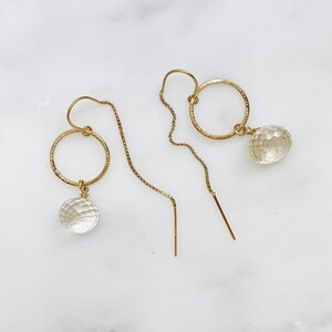 Circle Threader Earrings, Gold Chain Earrings, Everyday Earrings, Gold Drop Earrings, Gold Threader Earrings, Long Chain Earrings