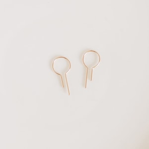 Geometric Hoops, Gold Minimalist Hoops, Unique Gold Hoops, Gold Wire Earrings, Dainty Modern Gold Earrings, Simplistic Gold Earrings image 1