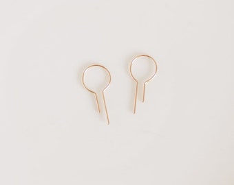 Geometric Hoops, Gold Minimalist Hoops, Unique Gold Hoops, Gold Wire Earrings, Dainty Modern Gold Earrings, Simplistic Gold Earrings