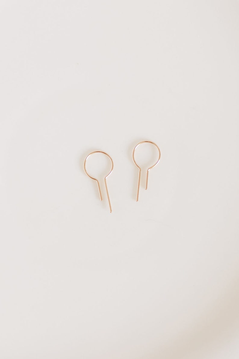 Geometric Hoops, Gold Minimalist Hoops, Unique Gold Hoops, Gold Wire Earrings, Dainty Modern Gold Earrings, Simplistic Gold Earrings image 1