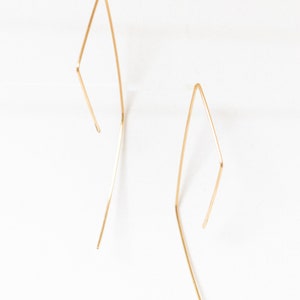 Geometric Threader Earrings Simple Gold Earrings Gold Hoop Earrings Geometric Hoop Earrings image 3