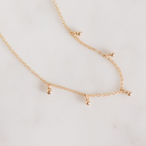 Dainty Beaded Gold Necklace, Tiny Beaded Necklace, 14kt Gold Filled Necklace, Gifts For Her, Minimalist Necklace, Gold Layering Necklace