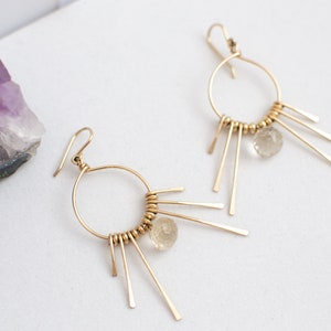 Quartz Chandelier Earrings, Quartz Statement Earrings, Handmade Quartz Earrings, Geometric Statement Earrings image 2