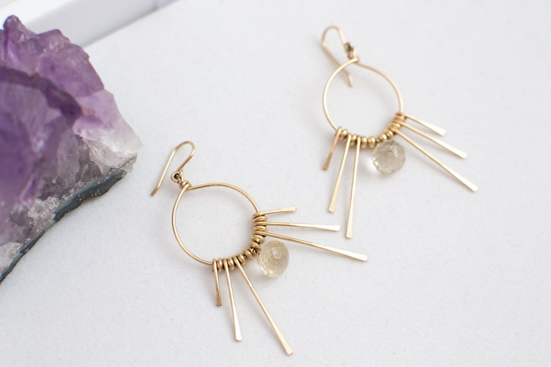 Quartz Chandelier Earrings, Quartz Statement Earrings, Handmade Quartz Earrings, Geometric Statement Earrings image 2