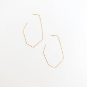 Hexagon Hoop Earrings, Geometric Hoop Earrings, Gold Filled Hoops, Lightweight Statement Hoops, Minimalistic Gold Hoops