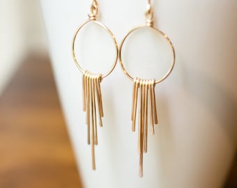 Chandelier Earrings, Simple Gold Earrings, Geometric Chandelier Earrings, Long Gold Earrings