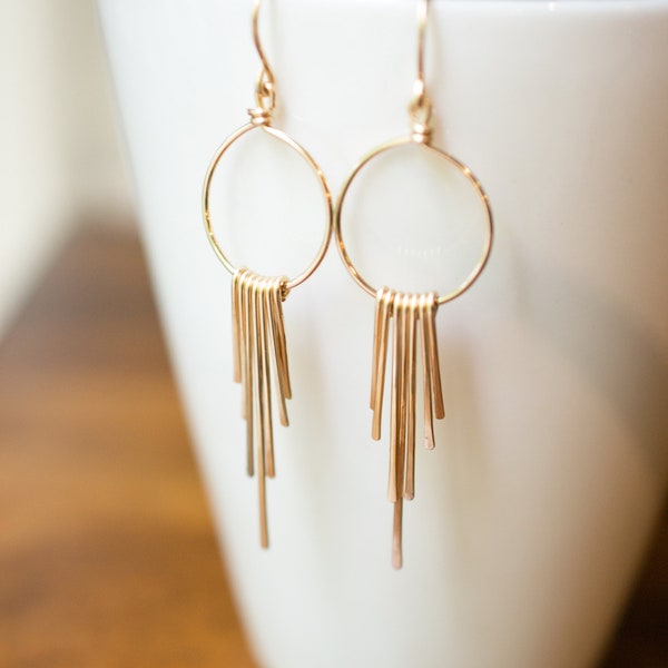 Chandelier Earrings, Simple Gold Earrings, Geometric Chandelier Earrings, Long Gold Earrings