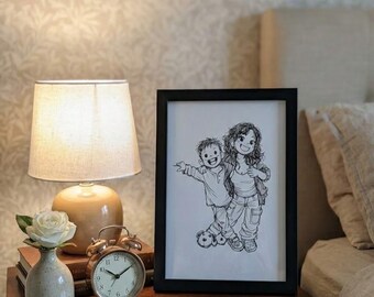 Custom 3D Photo Relief Portrait Gift| Personalized Sketch Art, Framed PLA Print