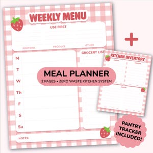 Weekly Meal Planner Printable | Zero Waste Kitchen System, Pantry Tracker, Grocery List (Digital Download)