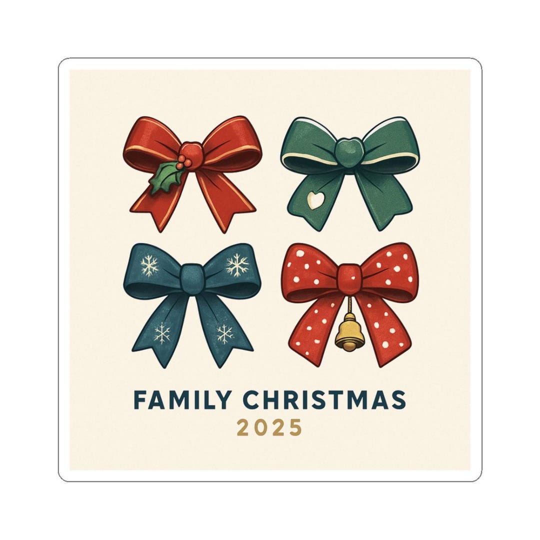 Family Christmas 2025 Bow Stickers | Kiss-cut Sticker - Etsy