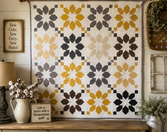 Handmade Honey Bee Garden Quilt – 70" x 70" – Luxury Heirloom Quilt – One of a Kind