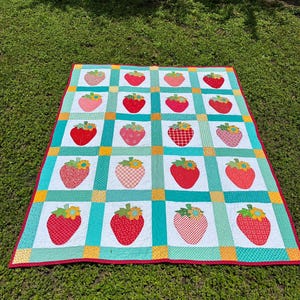 Lori Holt Strawberry Farmhouse Quilt – 53.5" x 66.5" – Luxury Heirloom Quilt – One of a Kind image 16