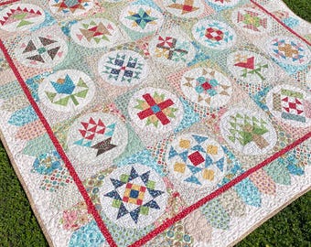 Lori Holt Mercantile Sampler Quilt, Handmade 86x86, One of a Kind Patchwork Heirloom