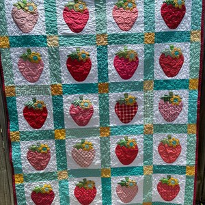 Lori Holt Strawberry Farmhouse Quilt – 53.5" x 66.5" – Luxury Heirloom Quilt – One of a Kind image 18