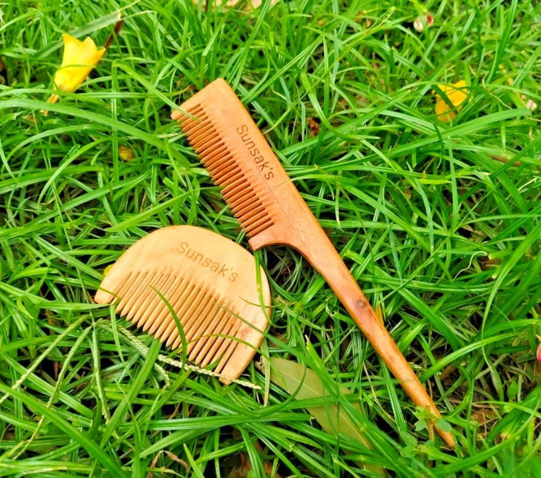 Neem Comb Neem Wood Comb Set, Anti-static Hair Care, Scalp Massage - Etsy