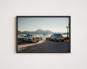 Milos Griechenland Wandkunst - Vintage Autos am Meer Reisefoto