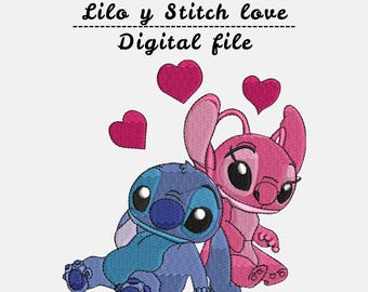 Diseño de bordado de Lilo y Stitch enamorados – Archivo para máquina de bordar con animación de pareja (descarga digital)