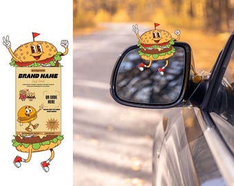 Plantillas plegables para tarjetas de visita de restaurantes / Tarjetas de visita editables con código QR en Canva (Descarga instantánea)