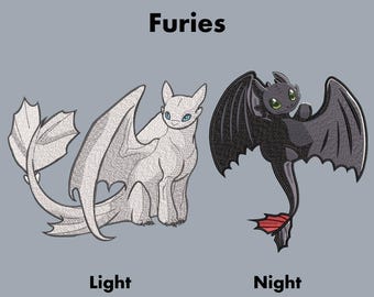 Diseño de bordado de dragones Furias de Cómo entrenar a tu dragón - Archivos para máquina de coser de Desdentado Furia