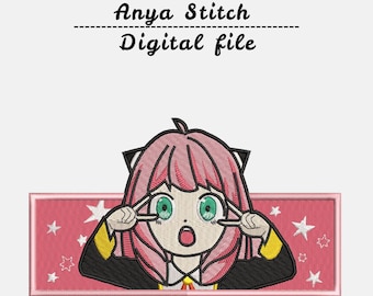 Diseño de bordado de Anya Forger – Familia de espías con figuras de anime kawaii (descarga digital)