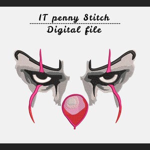 Scary Clown Embroidery Design | Horror Penny Stitch File (Digital Download)