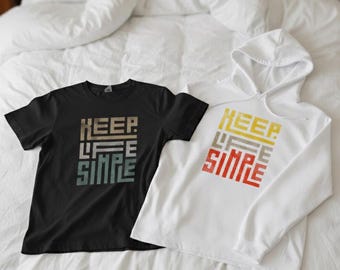 Diseño de camiseta "Keep Life Simple" / Frase minimalista imprimible en formato PNG (descarga digital)