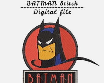 Diseño de bordado de Batman - El héroe del Caballero Oscuro - Archivo para máquina de bordar con arte clásico de dibujos animados de los 90