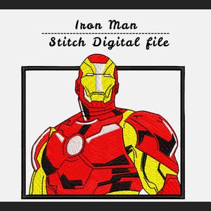 Diseño de bordado de Iron Man, archivo para máquina de coser del superhéroe Tony Stark, patrón de puntada digital de los Vengadores, bordado de cómic, descarga digital