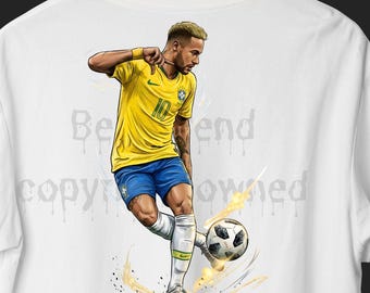 Diseño de sublimación de camiseta de fútbol fantasy de Neymar Jr. de Brasil (descarga digital)