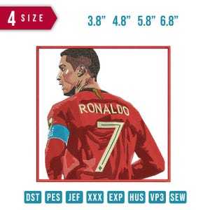Cristiano Ronaldo CR7 Embroidery Design – Portugal Soccer Jersey Pattern (Digital Download)