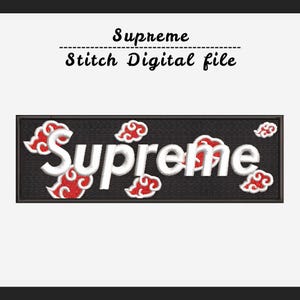 Supreme Embroidery Design, Anime Machine Embroidery File, Red Cloud Box Logo Digital Stitch Pattern, Instant Download