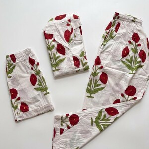 100% Cotton Pajama Set Floral Lounge Pyjamas Set for Women's: Comfortable Night Suit
