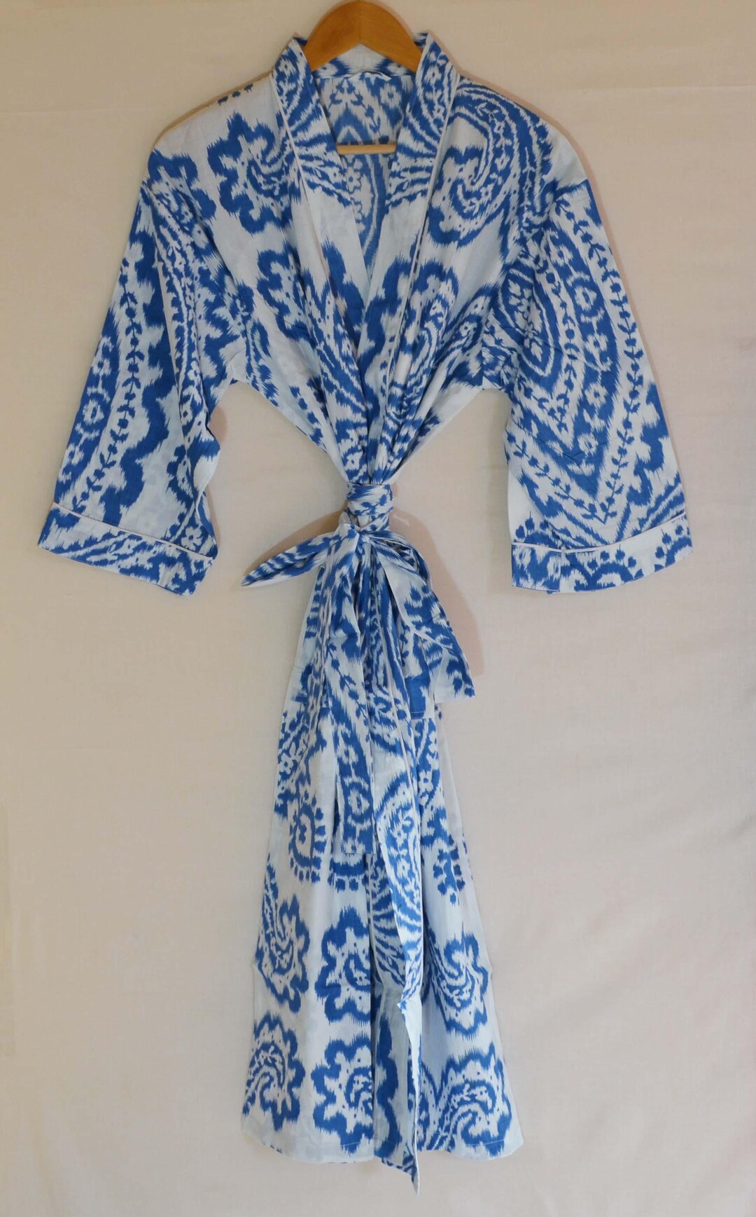 Summer Beach Robe Summer Block Printed Cotton Robe- Beach Bikini Cover-up - Etsy