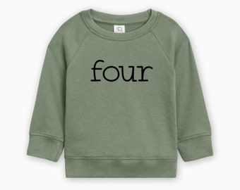 4th Birthday Pullover Organic Cotton, Fourth Birthday Shirt, Birthday Party Pullover, Birthday Shirt, Birthday Outfit, Ollie and Penny, jun