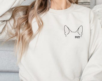 Sweat oreilles de chien personnalisé, nom de chien personnalisé, sweat maman chien, cadeau chien personnalisé, cadeau pour maman chien, Ollie et Penny, pluie