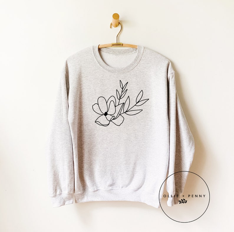 Wild Flower Sweatshirt , Flower Sweatshirt , Floral Sweatshirt ,Yoga, Sweatshirt , wildflower Sweatshirt , Ollie and Penny, Unisex image 1
