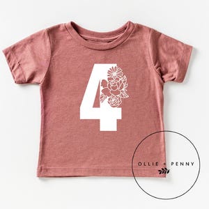 4th Birthday Shirt , Fourth Birthday Shirt,  Floral Birthday Shirt, Birthday Cake Shirt, Birthday Shirt, Birthday Outfit, Ollie and Penny