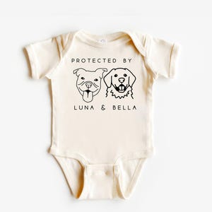 Protected By Dog Shirt, Custom Dog Breed Shirt, Personalized Dog Name, Dog Sibling Outfit, Baby Shower Gift, New Baby Gift, Ollie and Penny