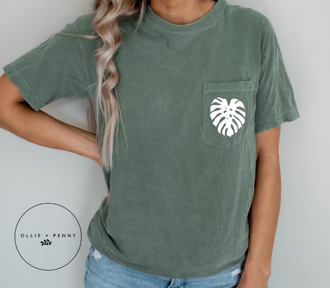 Monstera Pocket Shirt , Comfort Color Wash,  Shirt, Plant Shirt, Plant Gift, Plant Lover Gift,  Plant T,shirt