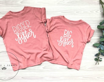 Bigger Sister Shirt ,Sister Shirts, big sis, big sister reveal, big sister announcement, baby announcement, , Ollie and Penny