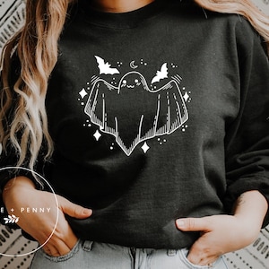 Kawaii Ghost Sweatshirt , Halloween Adult Sweatshirt , Halloween Sweatshirt for Women, Halloween Sweatshirt, Spooky Babe Sweatshirt