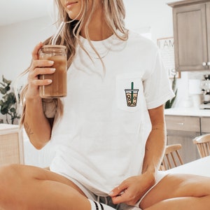 Iced Coffee Shirt, Coffee Shirt, Coffee Lover Gift, Oversized Shirt, Barista gift, Graphic Tee, Ollie and Penny, DTF, Comfort Colors