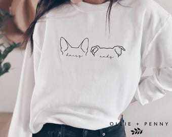 Sweat oreilles de chien personnalisé, nom de chien personnalisé, sweat maman chien, cadeau chien personnalisé, cadeau pour maman chien, Ollie et Penny, nice 2