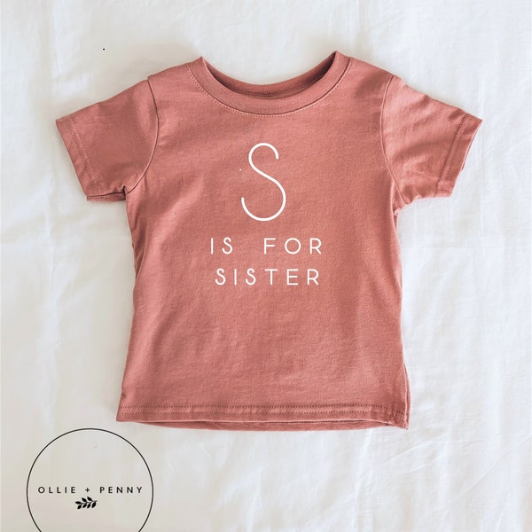 S is for Sister Shirt ,Sister Shirts, big sis, big sister reveal, big sister announcement, baby announcement, Sister Shirts